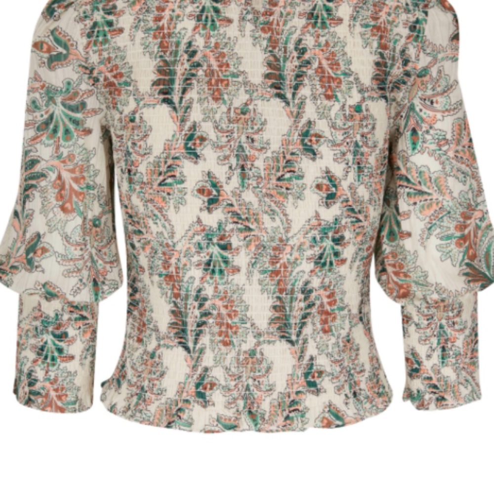 Veronica Beard Green And Orange Patterned Top - image 8